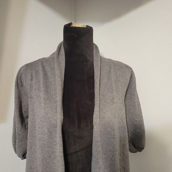 New York & Co. Gray 3/4 Sleeve Shawl Collar Open Front Long Cardigan Size M - Picture 9 of 14